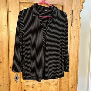 Modern Works Black & White Striped Pullover Shirt